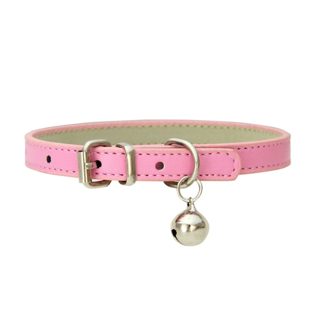 Personalized Cat Collar With Bell Adjustable Leather Kitten Necklace for Cats Puppies Neck Band Chihuahua Ctas Collars