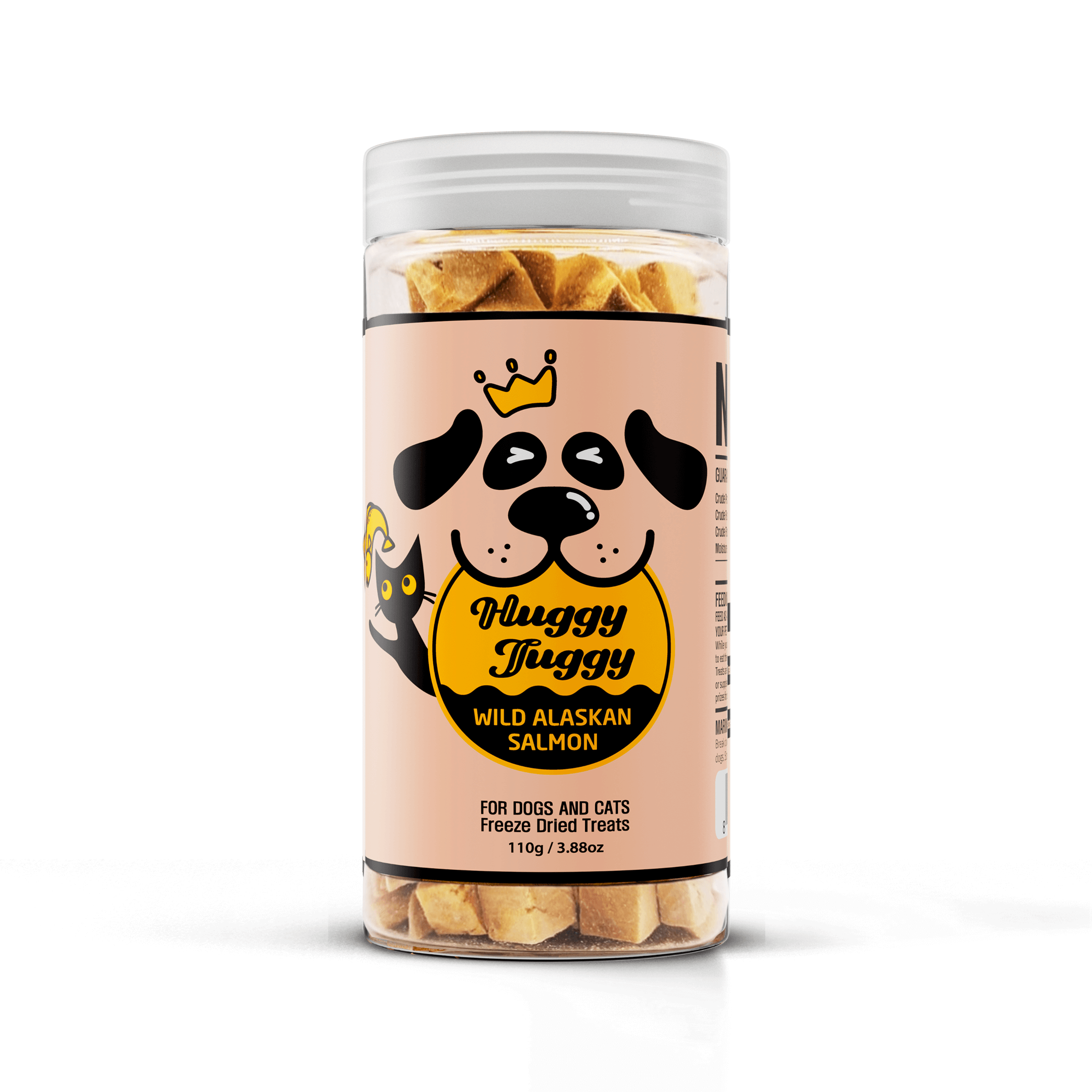Huggy Tuggy Freeze-Dried Wild Alaskan Salmon Treats for Dogs and Cats - Natural Single Ingredient Pet Food, High Protein - No Fillers, Preservatives, or Additives - 3.88 Oz